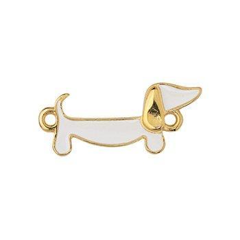 Bedel tussenzetsel tekkel DQ 24K wit goud 24,5mm - per stuk-Bedels-Kraaltjes van Renate