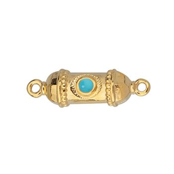 Bedel tussenzetsel turquoise RVS 24K goud 25,5mm - per stuk-bedels-Kraaltjes van Renate