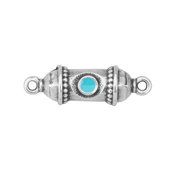 Bedel tussenzetsel turquoise RVS zilver 25,5mm - per stuk-bedels-Kraaltjes van Renate
