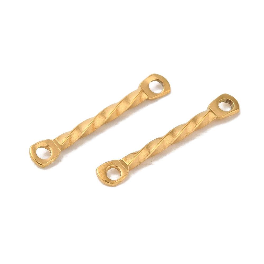 Bedel tussenzetsel twisted 18K goud 15x2mm-bedels-Kraaltjes van Renate