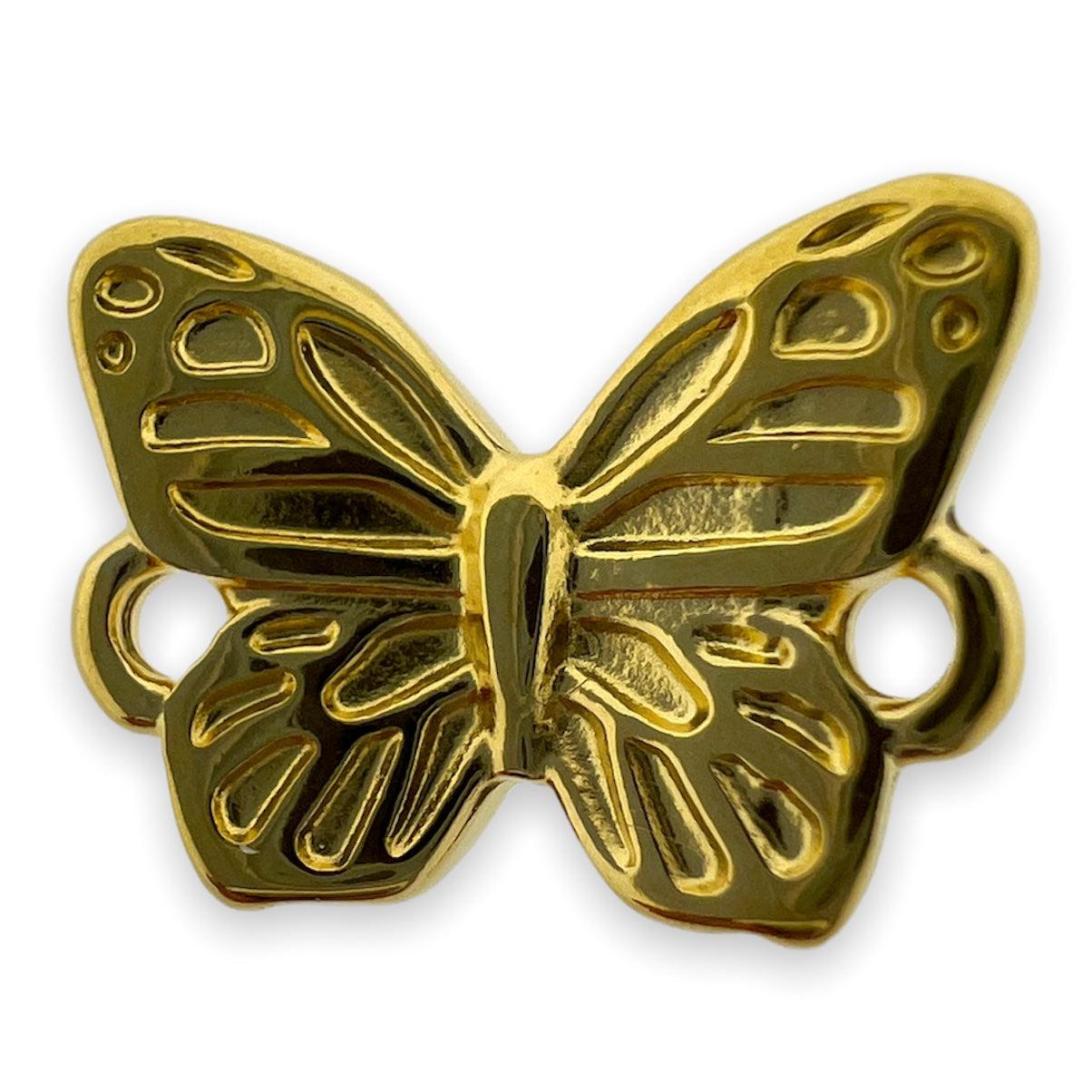Bedel tussenzetsel vlinder Goud 24K DQ 15x11mm-bedels-Kraaltjes van Renate