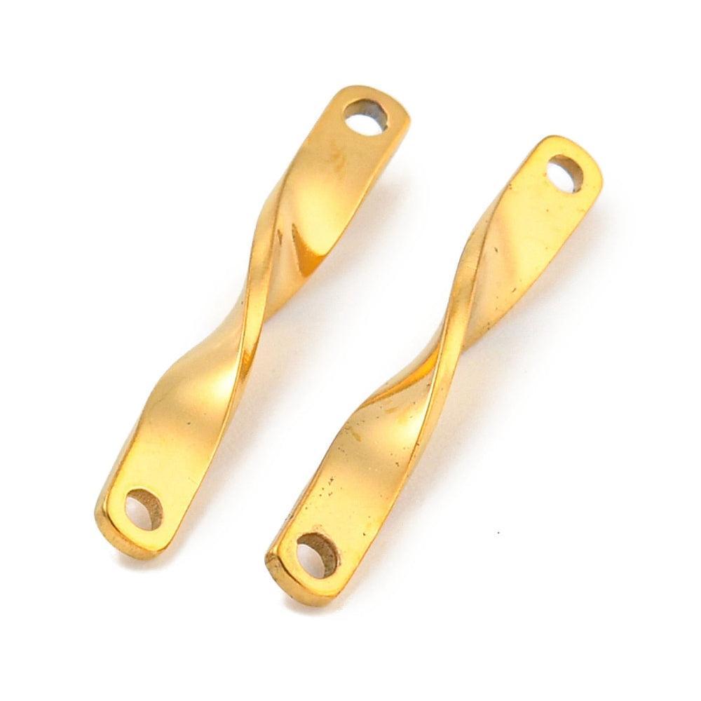 Bedel twisted tussenzetsel RVS 18K Goud 20mm - per stuk-bedels-Kraaltjes van Renate