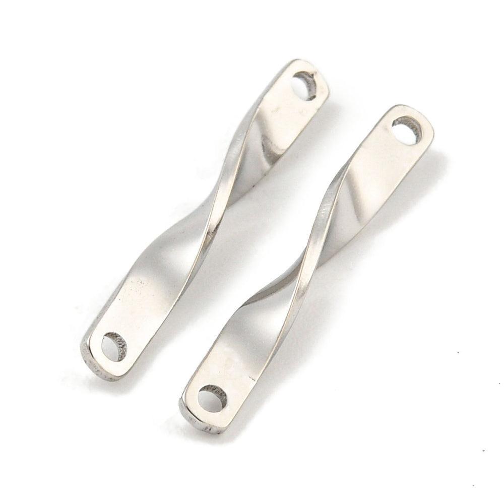 Bedel twisted tussenzetsel RVS Zilver 20mm- per stuk-bedels-Kraaltjes van Renate