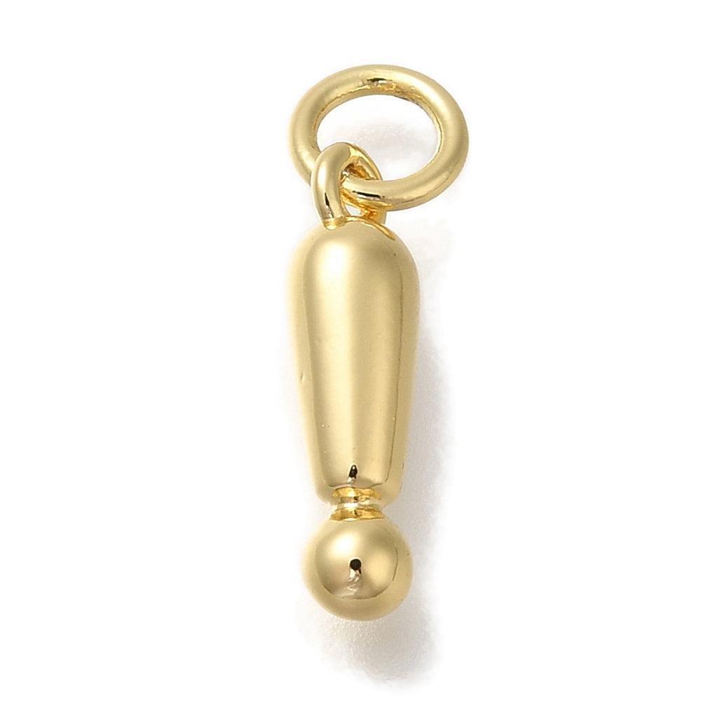Bedel uitroepteken 18K brass goud 14mm- per stuk-bedels-Kraaltjes van Renate