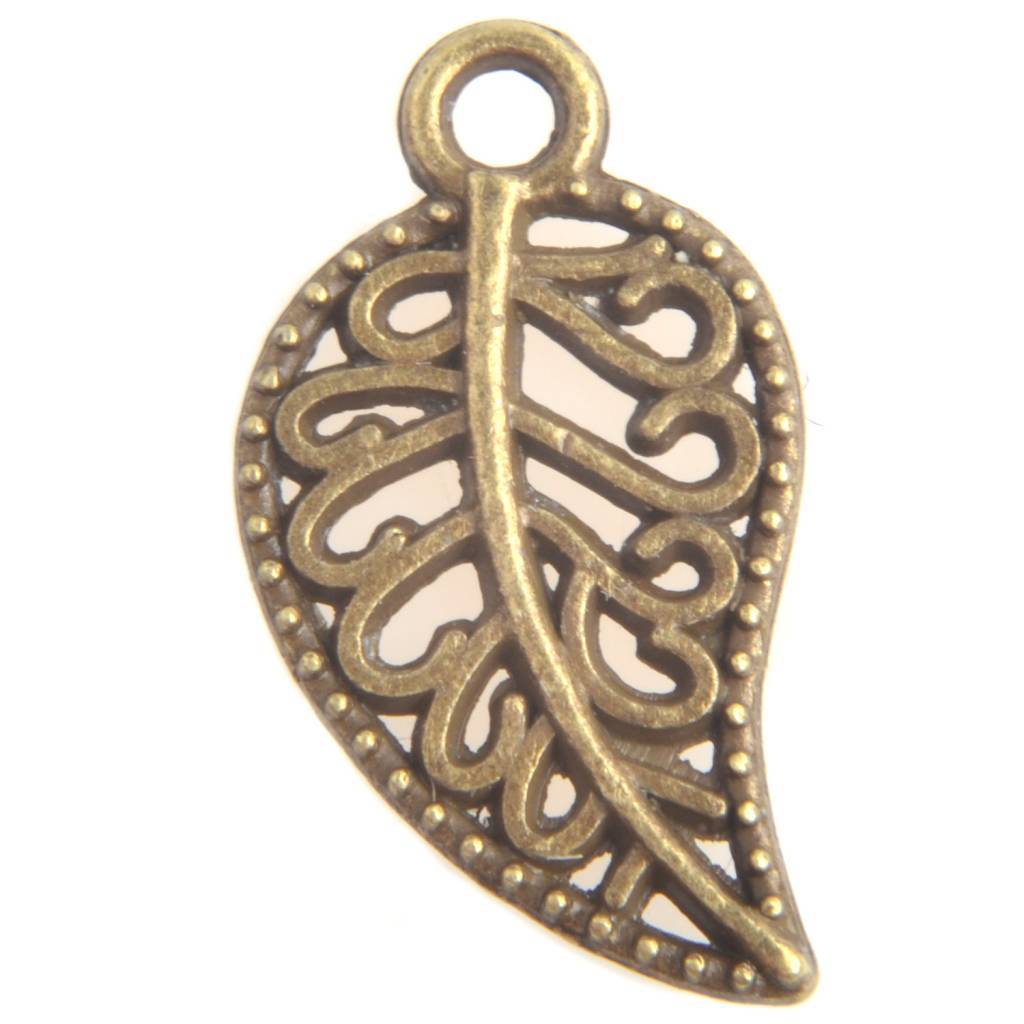 Bedel veertje Brons 19x10mm - 10 stuks-Kraaltjes van Renate