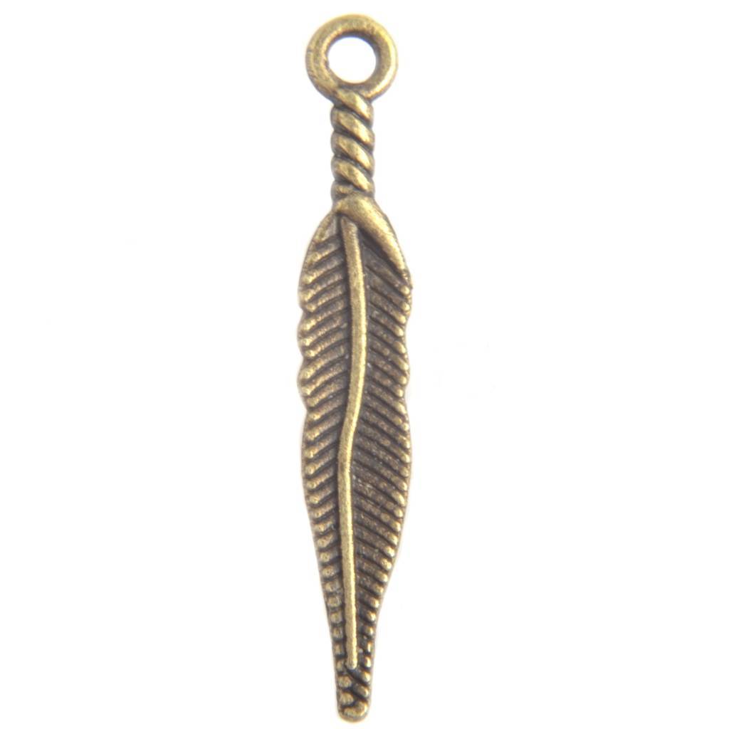 Bedel veertje Brons 28x4mm - 10 stuks-Kraaltjes van Renate