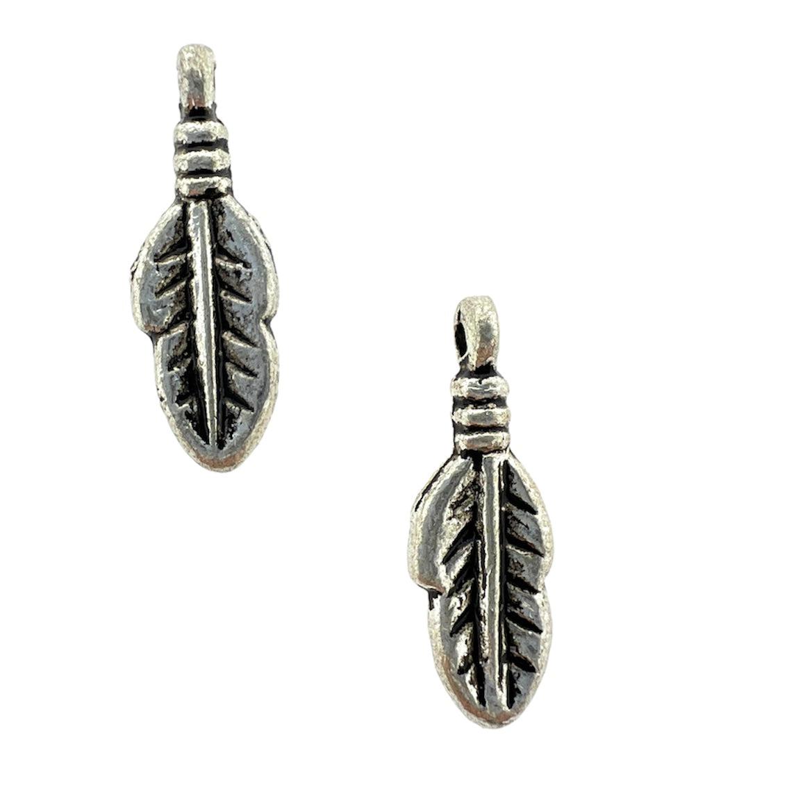 Bedel veertje zilver 10x4mm ±20 stuks-Kralen-Kraaltjes van Renate