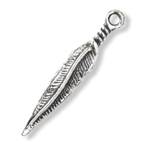 Bedel veertje zilver 28x5mm - 10 stuks-Kraaltjes van Renate