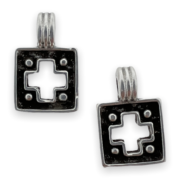 Bedel vierkant kruis Zilver DQ Ø1,5mm 7x10mm-bedels-Kraaltjes van Renate