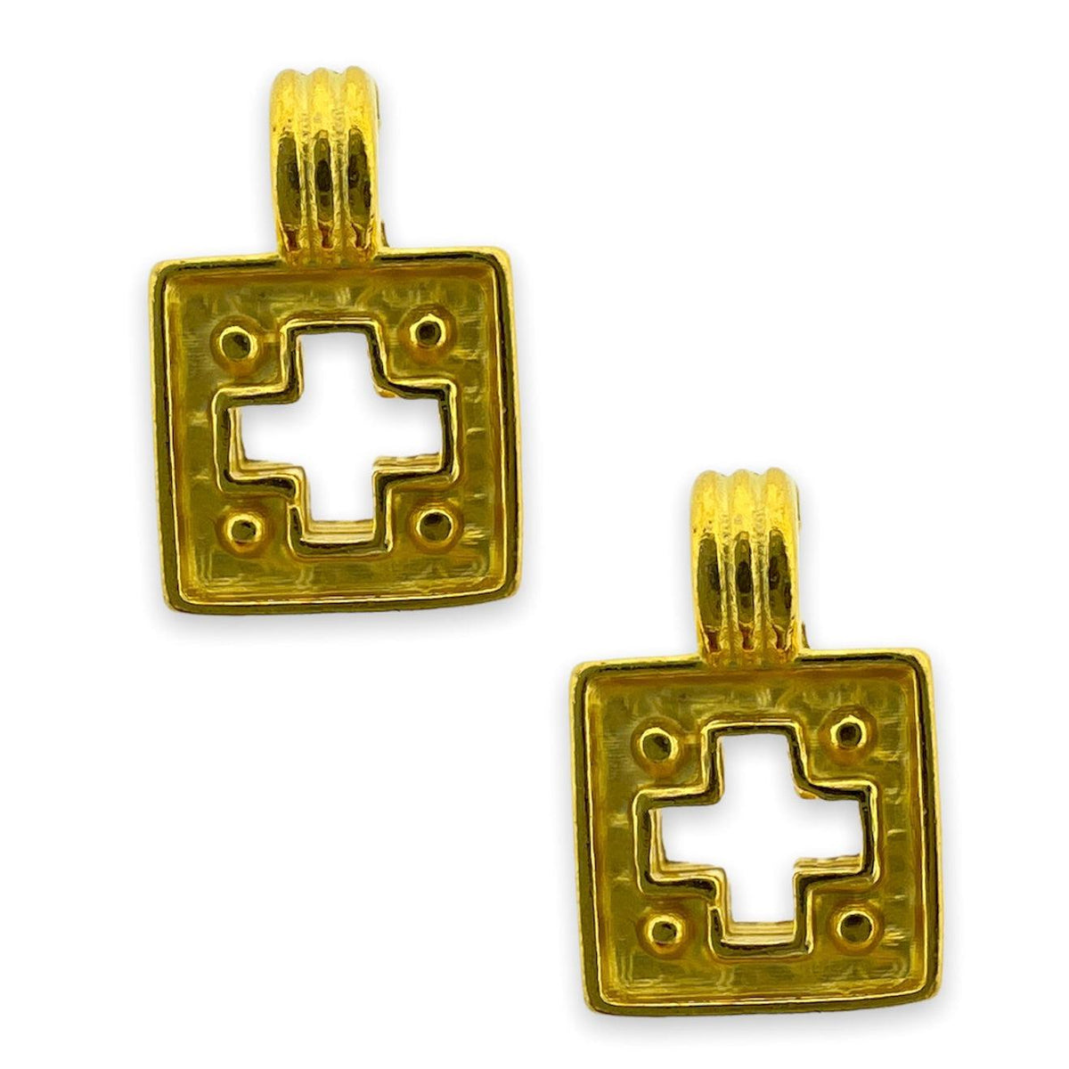 Bedel vierkant met kruis Goud 24K DQ 7x10mm-bedels-Kraaltjes van Renate