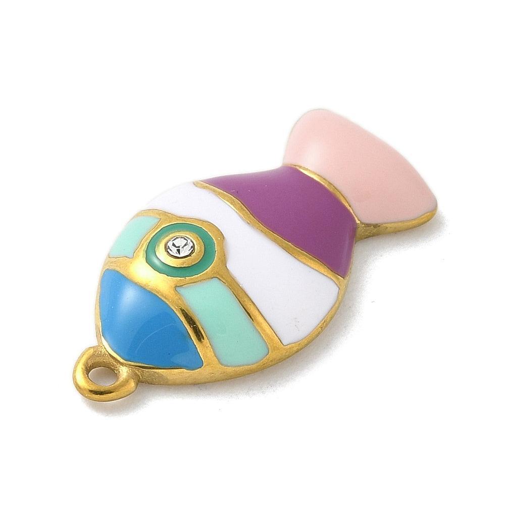 Bedel vis/goud Multicolor 18K 23,5x12mm- Per Stuk-bedels-Kraaltjes van Renate