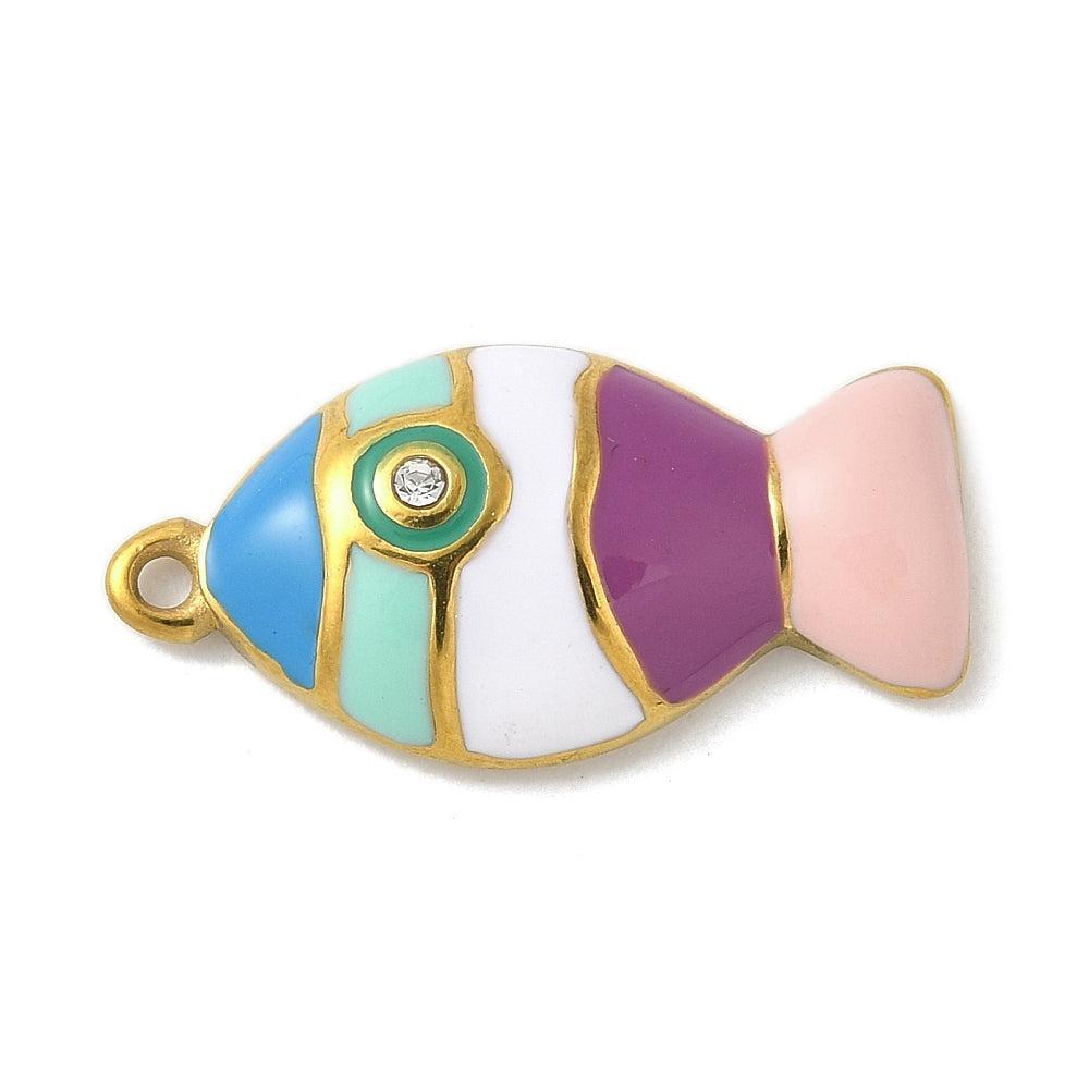 Bedel vis/goud Multicolor 18K 23,5x12mm- Per Stuk-bedels-Kraaltjes van Renate