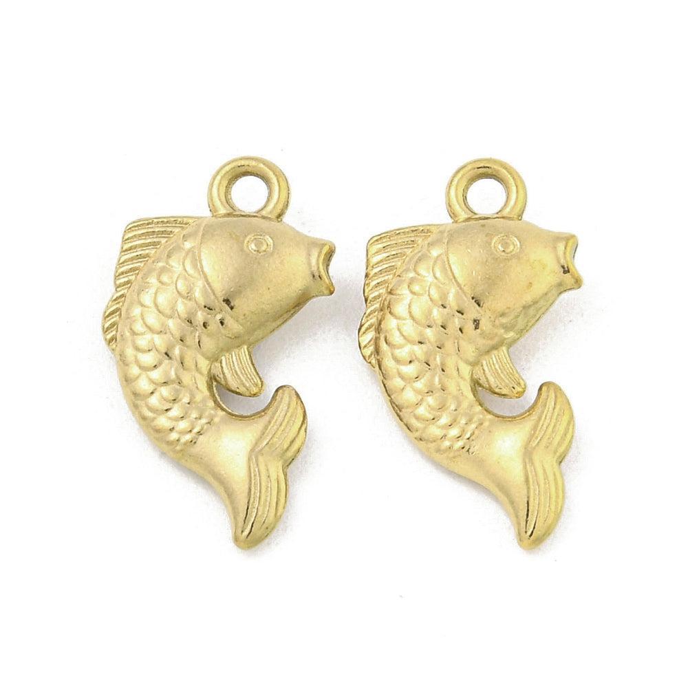 Bedel vis RVS 18K Goud 17mm - per stuk-bedels-Kraaltjes van Renate