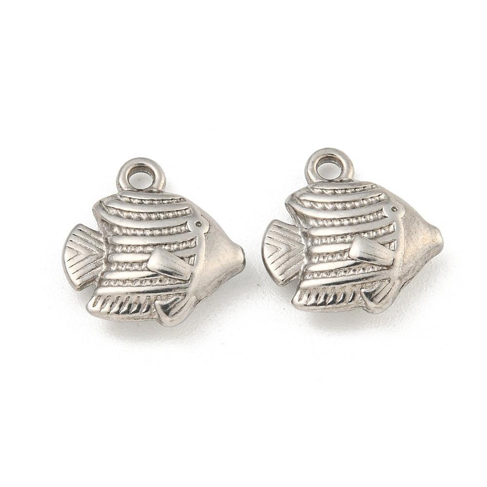 Bedel vis RVS Zilver 13mm- per stuk-bedels-Kraaltjes van Renate