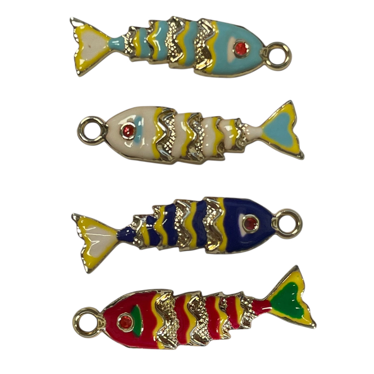 Bedel vis gekleurd emaille goud 32mm - per stuk-bedels-Kraaltjes van Renate