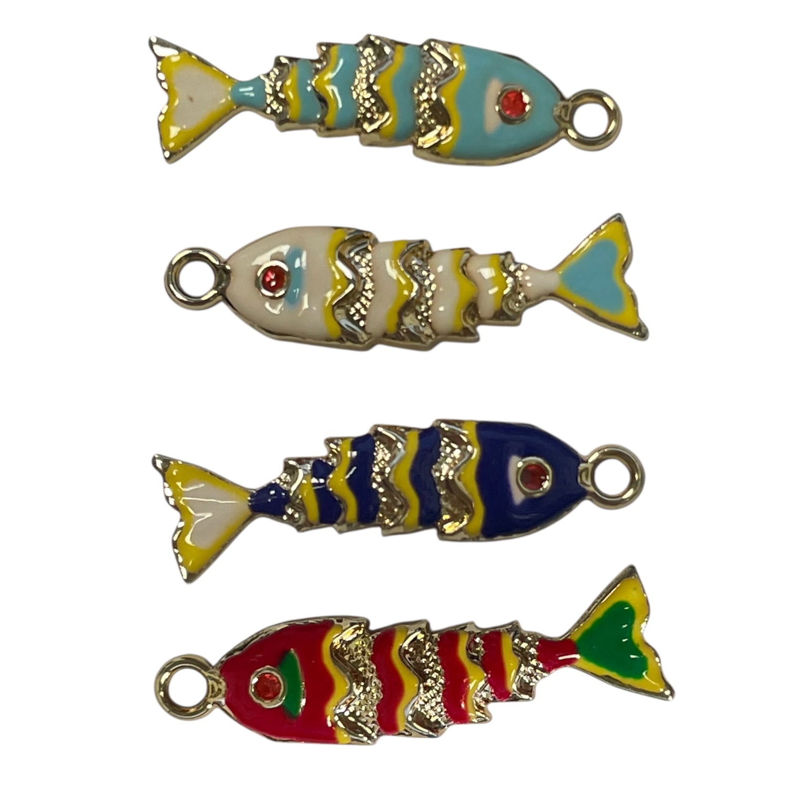 Bedel vis gekleurd emaille goud 32mm - per stuk-bedels-Kraaltjes van Renate