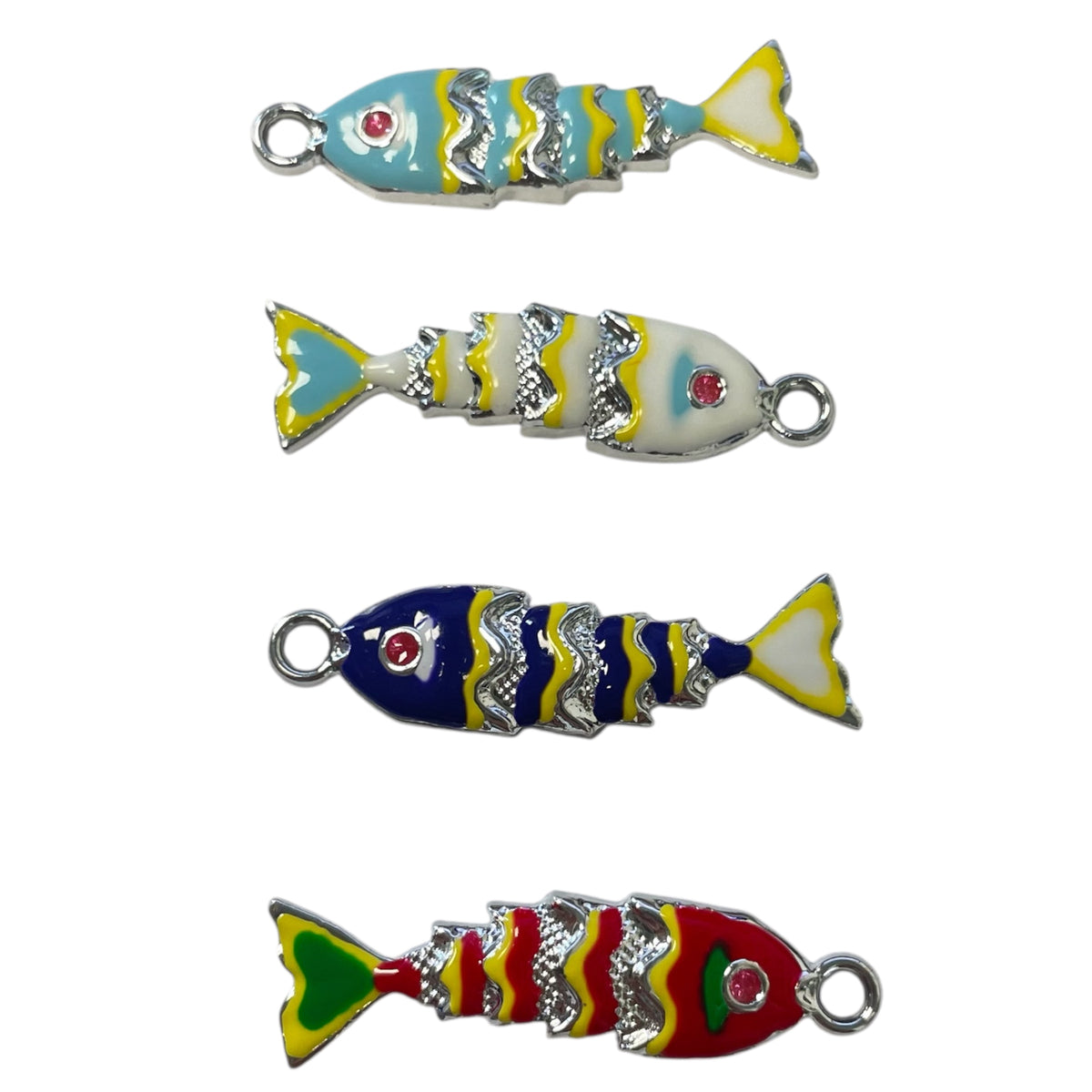 Bedel vis gekleurd emaille zilver 32mm - per stuk-bedels-Kraaltjes van Renate