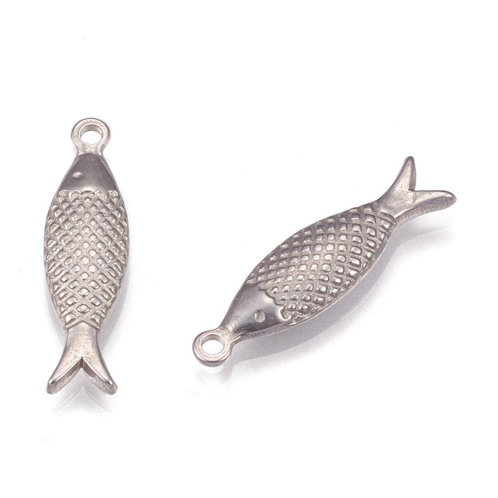 Bedel vis lang zilver RVS 21x6mm-bedels-Kraaltjes van Renate
