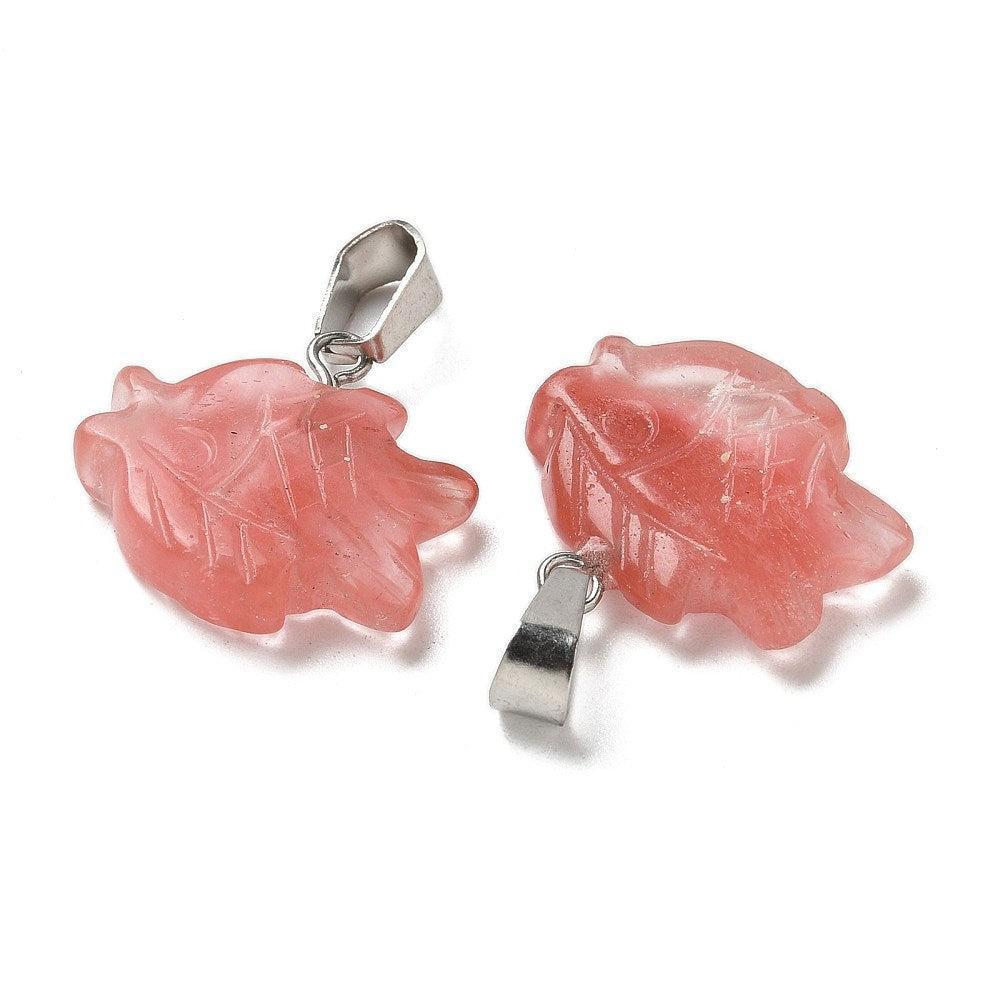 Bedel vis quartz cherry RVS zilver 19mm- per stuk-bedels-Kraaltjes van Renate