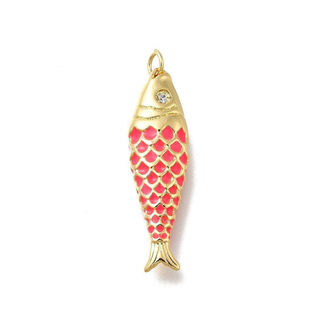 Bedel vis rhinetone roze goud 36mm- per stuk-bedels-Kraaltjes van Renate