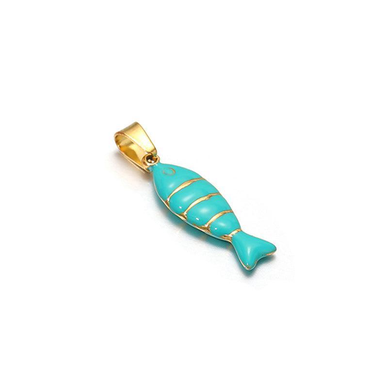 Bedel vis turquoise RVS Goud 22mm - per stuk-bedels-Kraaltjes van Renate