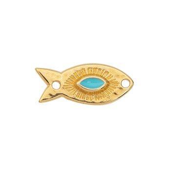 Bedel vis tussenzetsel RVS 24K goud aqua 20mm - per stuk-bedels-Kraaltjes van Renate