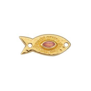 Bedel vis tussenzetsel RVS 24K goud soft red 20mm - per stuk-bedels-Kraaltjes van Renate