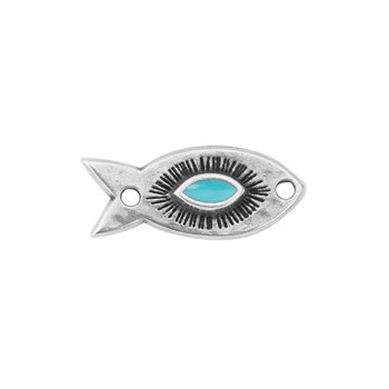 Bedel vis tussenzetsel RVS zilver aqua 20mm - per stuk-bedels-Kraaltjes van Renate