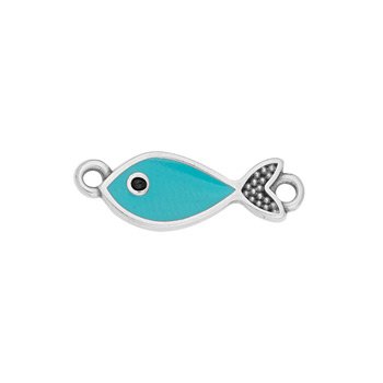 Bedel vis tussenzetsel RVS zilver turquoise 21mm - per stuk-bedels-Kraaltjes van Renate