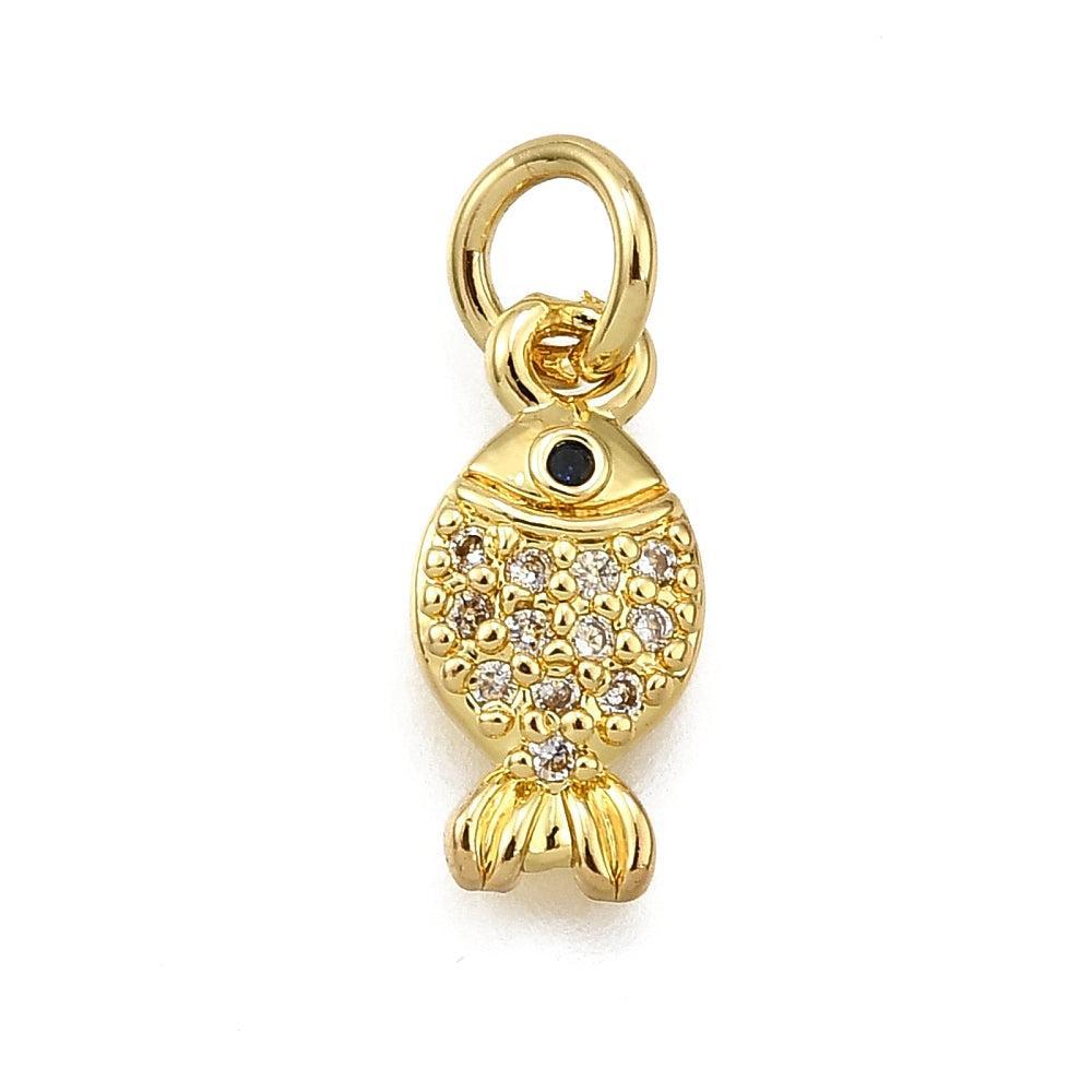 Bedel visje zirconia RVS 18K Goud 13mm - per stuk-bedels-Kraaltjes van Renate