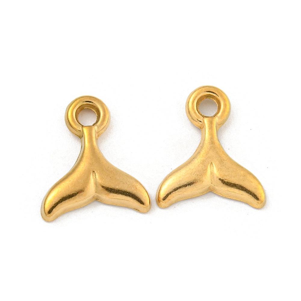 Bedel vissenstaart RVS 18K Goud 12,5mm - per stuk-bedels-Kraaltjes van Renate