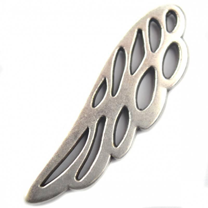 Bedel vleugel metaal zilver DQ 37x12mm-Kraaltjes van Renate
