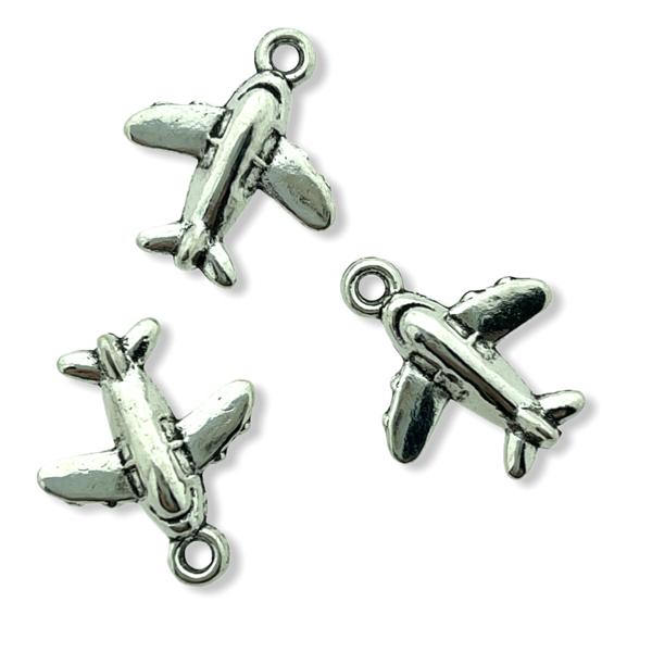 Bedel vliegtuig zilver 16x14mm - 10 stuks-Kraaltjes van Renate