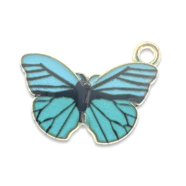 Bedel vlinder Blauw goud 15x20mm-bedels-Kraaltjes van Renate