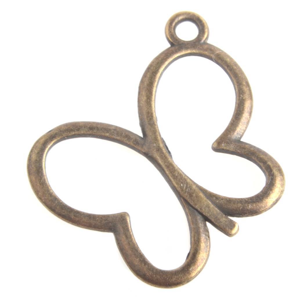 Bedel vlinder Brons 18x20mm - 4 stuks-Kraaltjes van Renate