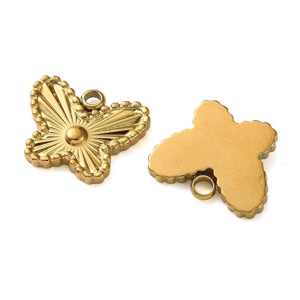 Bedel vlinder RVS goud 11,5mm - per stuk-bedels-Kraaltjes van Renate