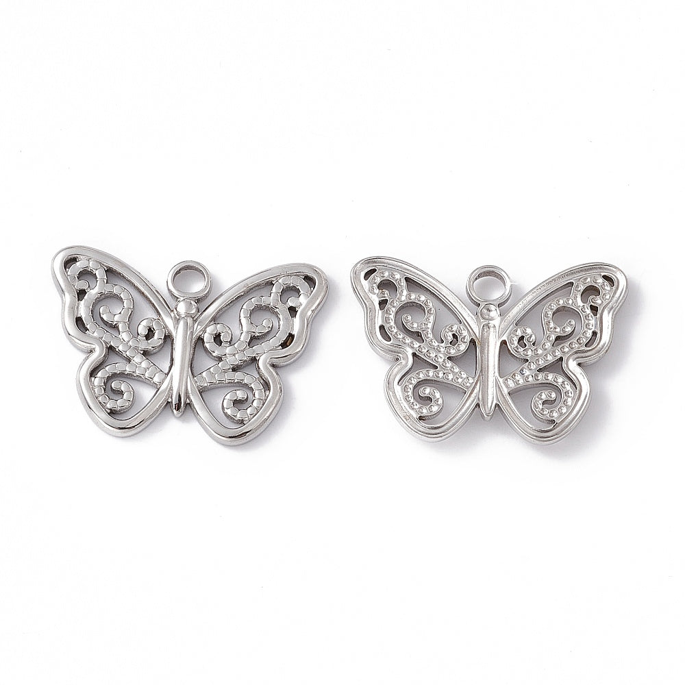 Bedel vlinder Stainless steel zilver 18mm-bedels-Kraaltjes van Renate