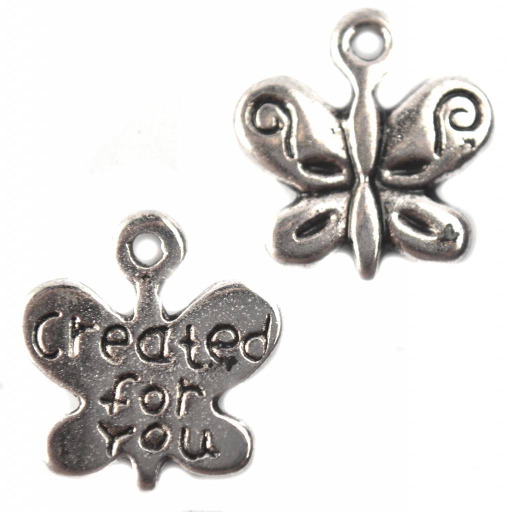 Bedel vlinder 'created for you' zilver 14mm - 10 stuks-Kraaltjes van Renate