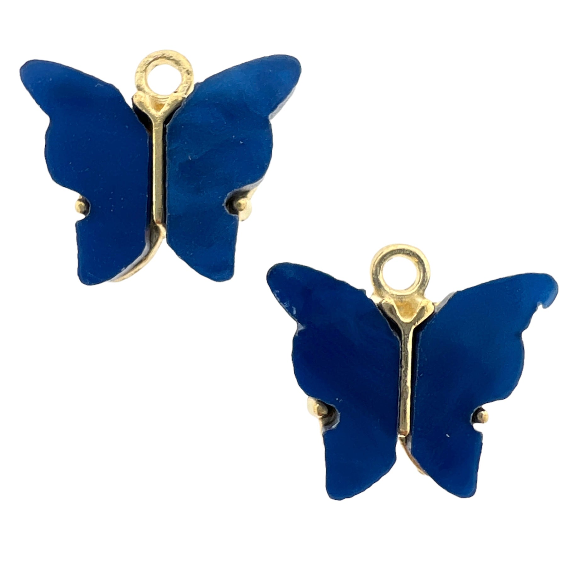 Bedel vlinder donker blauw Goud 13x15mm-bedels-Kraaltjes van Renate