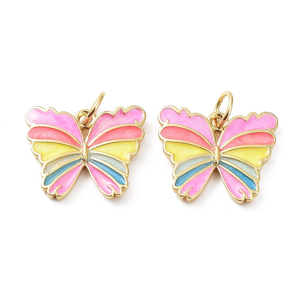 Bedel vlinder emaille multicolor goud 18K 13x15mm-bedels-Kraaltjes van Renate