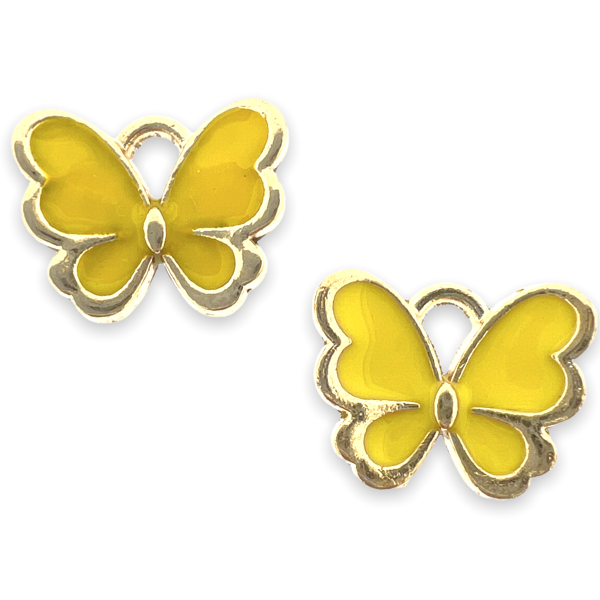 Bedel vlinder geel goud 10.5x13x3mm-bedels-Kraaltjes van Renate