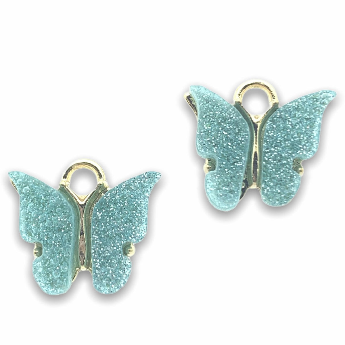 Bedel vlinder glitter blauw Goud 13x15mm-Kraaltjes van Renate
