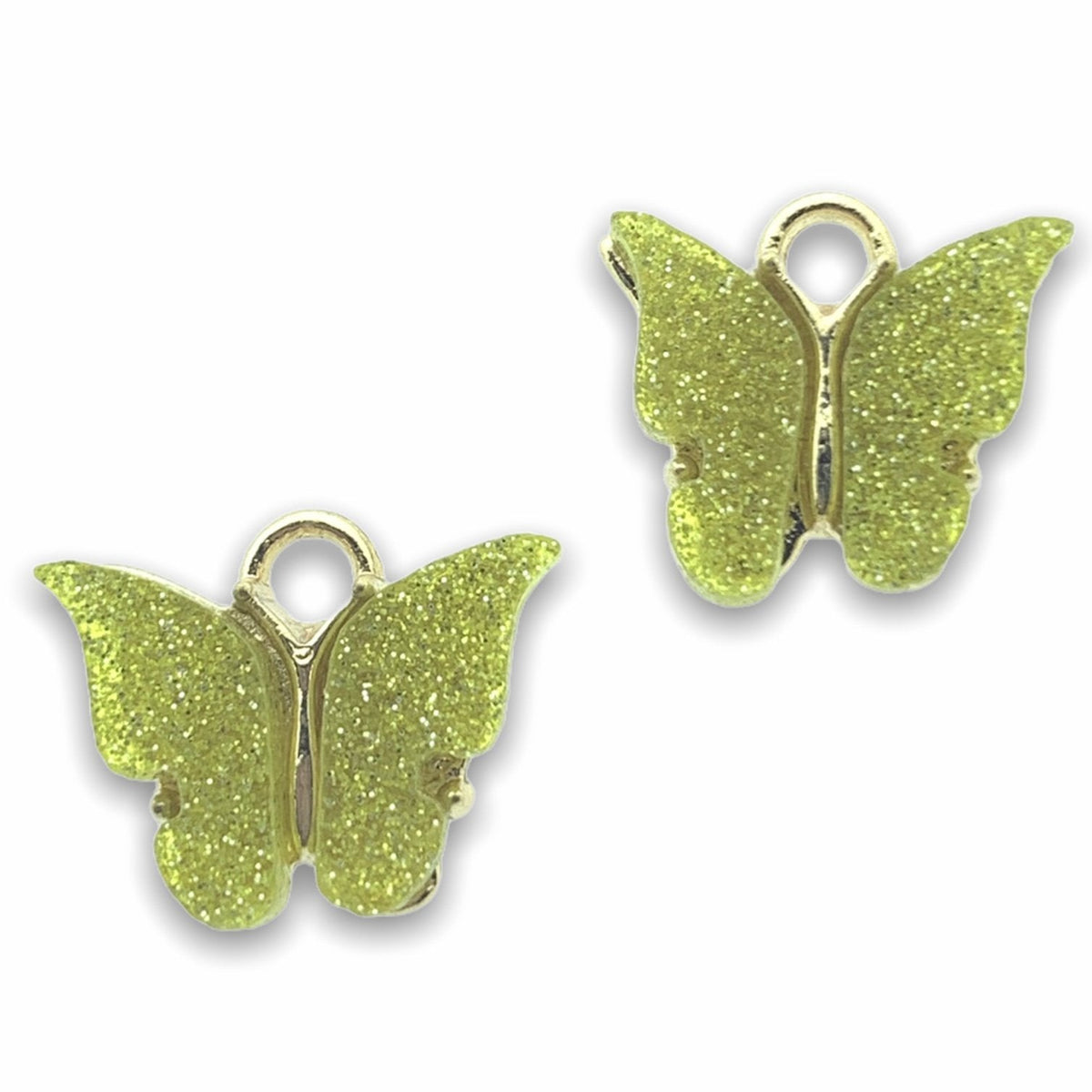 Bedel vlinder glitter geel Goud 13x15mm-Kraaltjes van Renate