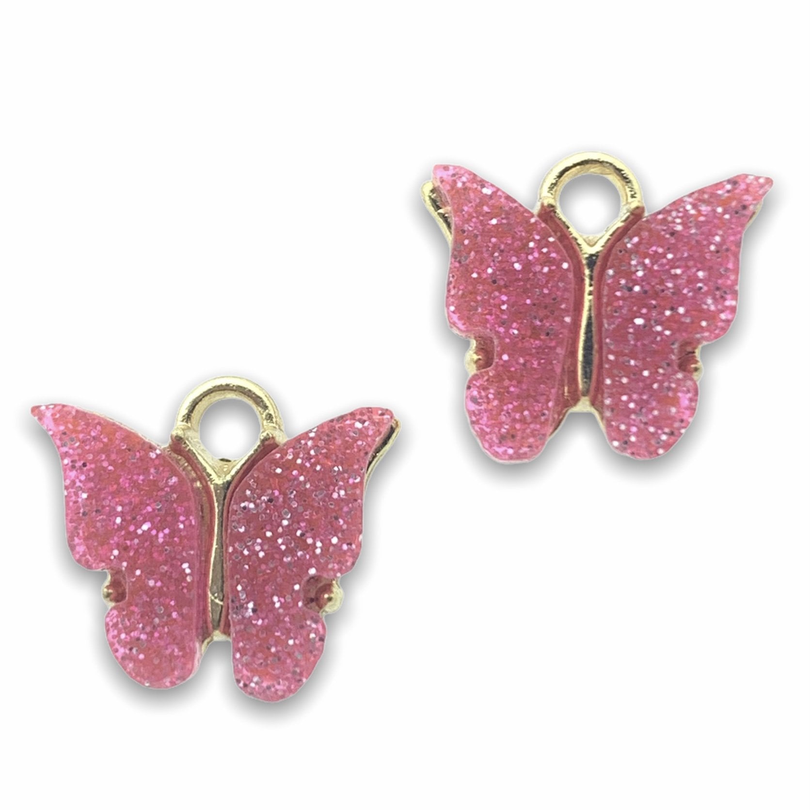 Bedel vlinder glitter roze Goud 13x15mm-Kraaltjes van Renate