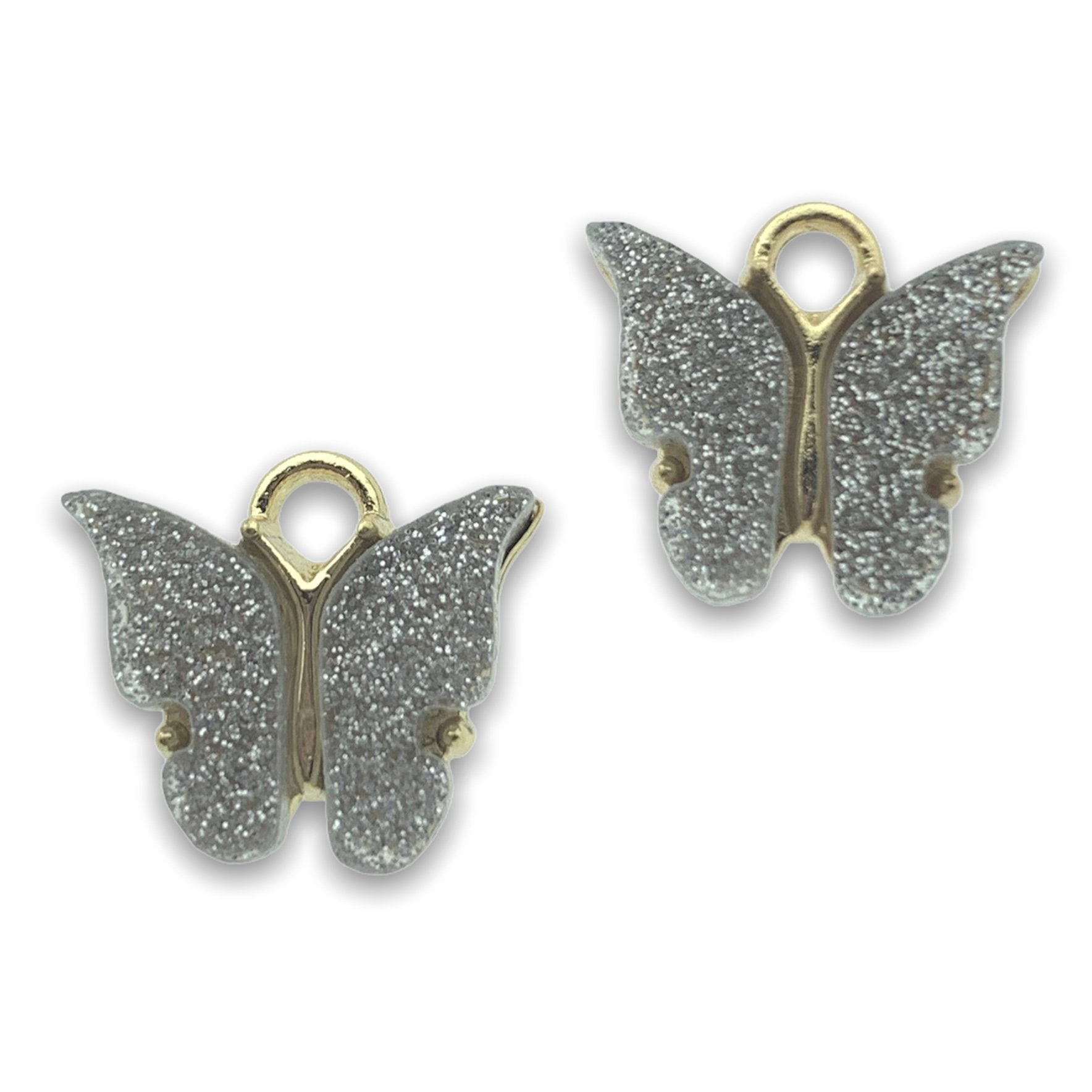 Bedel vlinder glitter zilver Goud 13x15mm-Kraaltjes van Renate