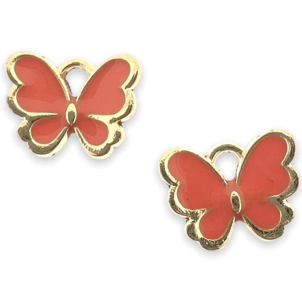 Bedel vlinder oranje goud 10.5x13x3mm-bedels-Kraaltjes van Renate