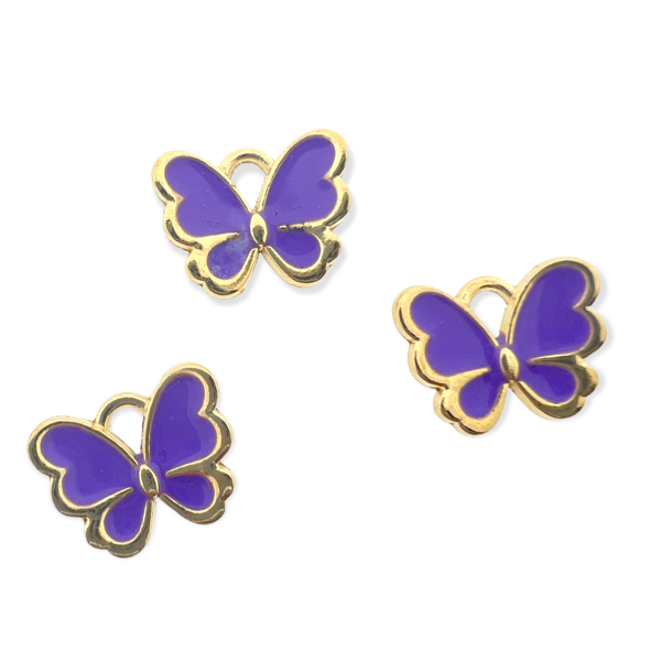 Bedel vlinder paars goud 10.5x13x3mm-bedels-Kraaltjes van Renate