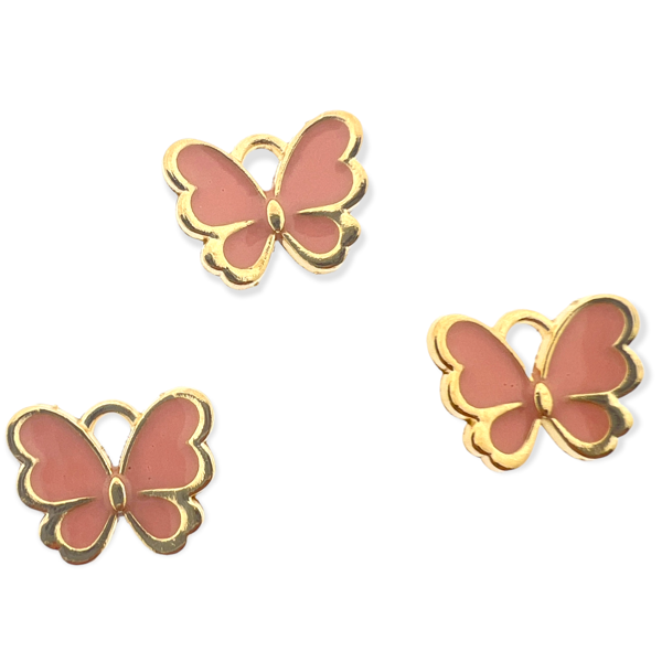 Bedel vlinder peach goud 10.5x13x3mm-bedels-Kraaltjes van Renate