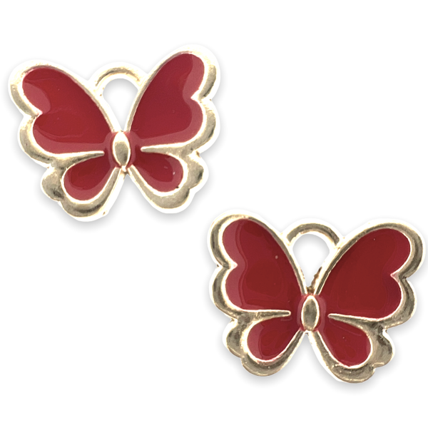 Bedel vlinder rood goud 10.5x13x3mm-bedels-Kraaltjes van Renate