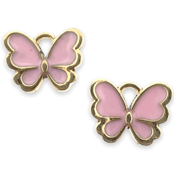 Bedel vlinder roze goud 10.5x13x3mm-bedels-Kraaltjes van Renate